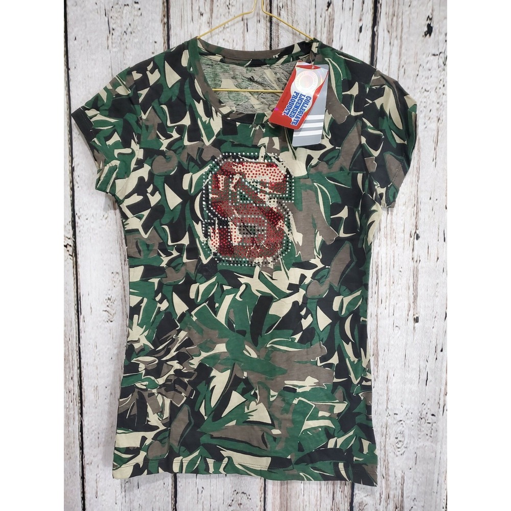 Adidas Women's Small NC State Wolfpack Camo & Rhinestone Tee T-Shirt Shirt New!